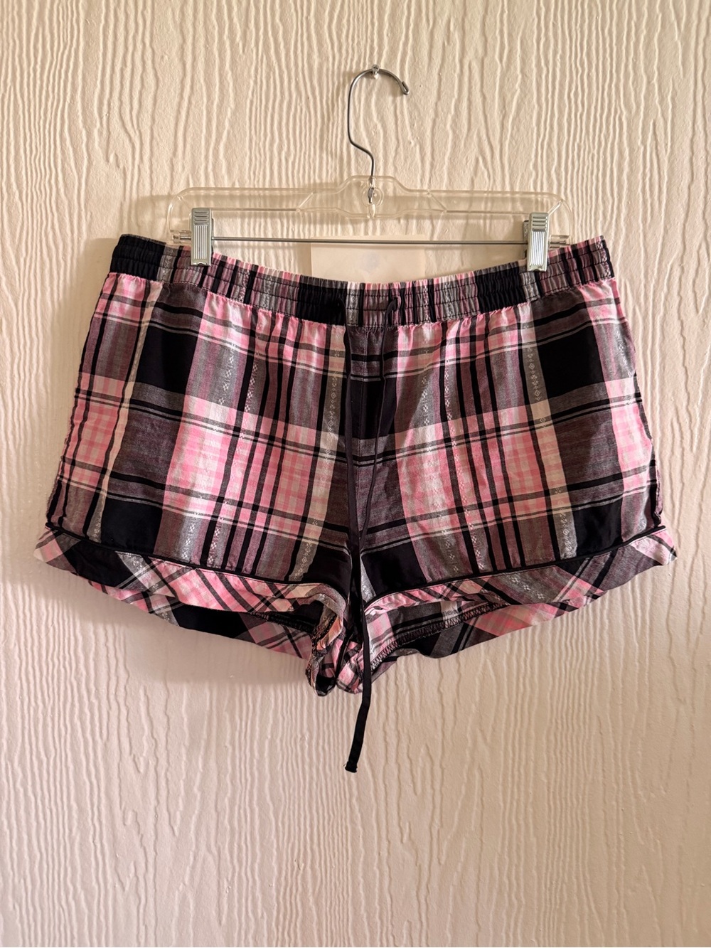 Women’s Pink and Black Plaid Lounge Shorts